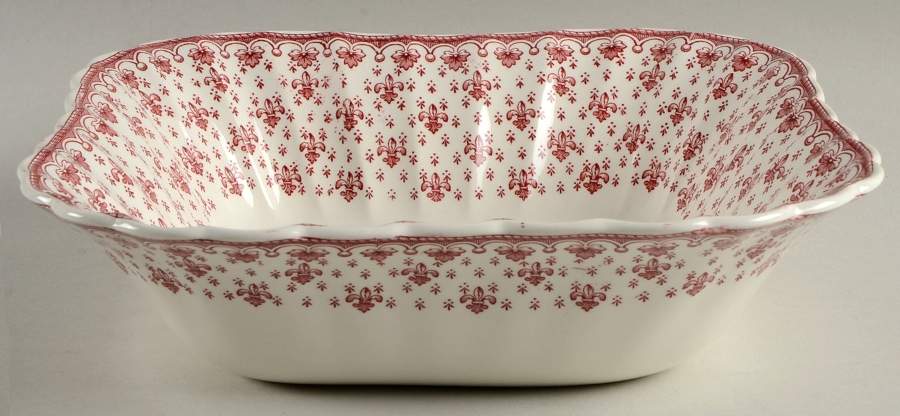 Fleur de Lys Red (Earthenware, No Trim) 9" Square Vegetable Bowl by Spode-1