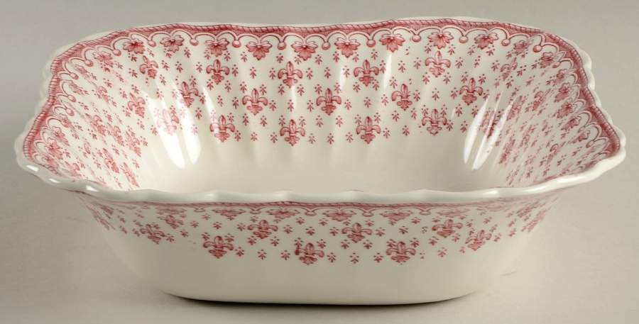 Fleur de Lys Red (Earthenware, No Trim) 7" Square Vegetable Bowl by Spode-1