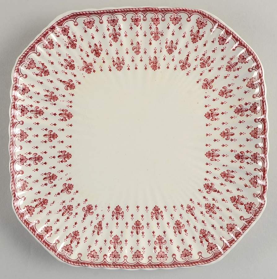 Fleur de Lys Red (Earthenware, No Trim) Square Salad Plate by Spode-1