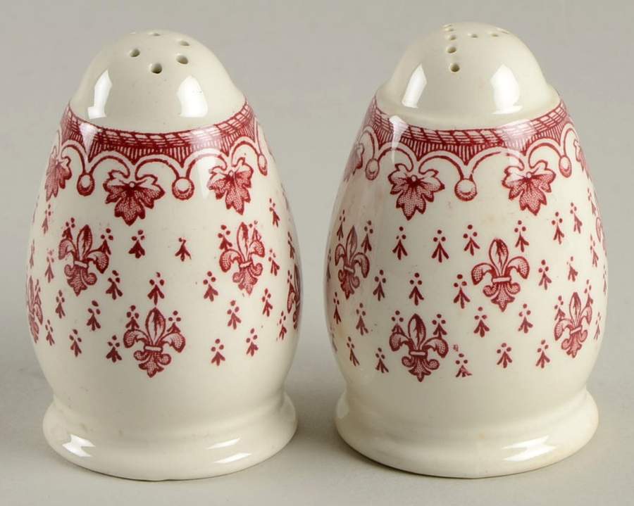 Fleur de Lys Red (Earthenware, No Trim) Salt & Pepper Set by Spode-1