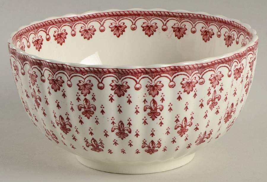 Fleur de Lys Red (Earthenware, No Trim) Cranberry Bowl by Spode-1