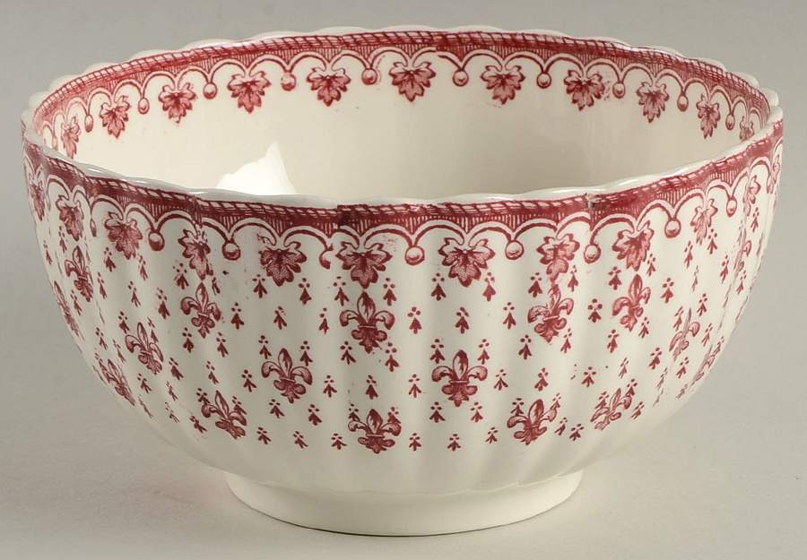 Fleur de Lys Red (Earthenware, No Trim) Cranberry Bowl by Spode-1