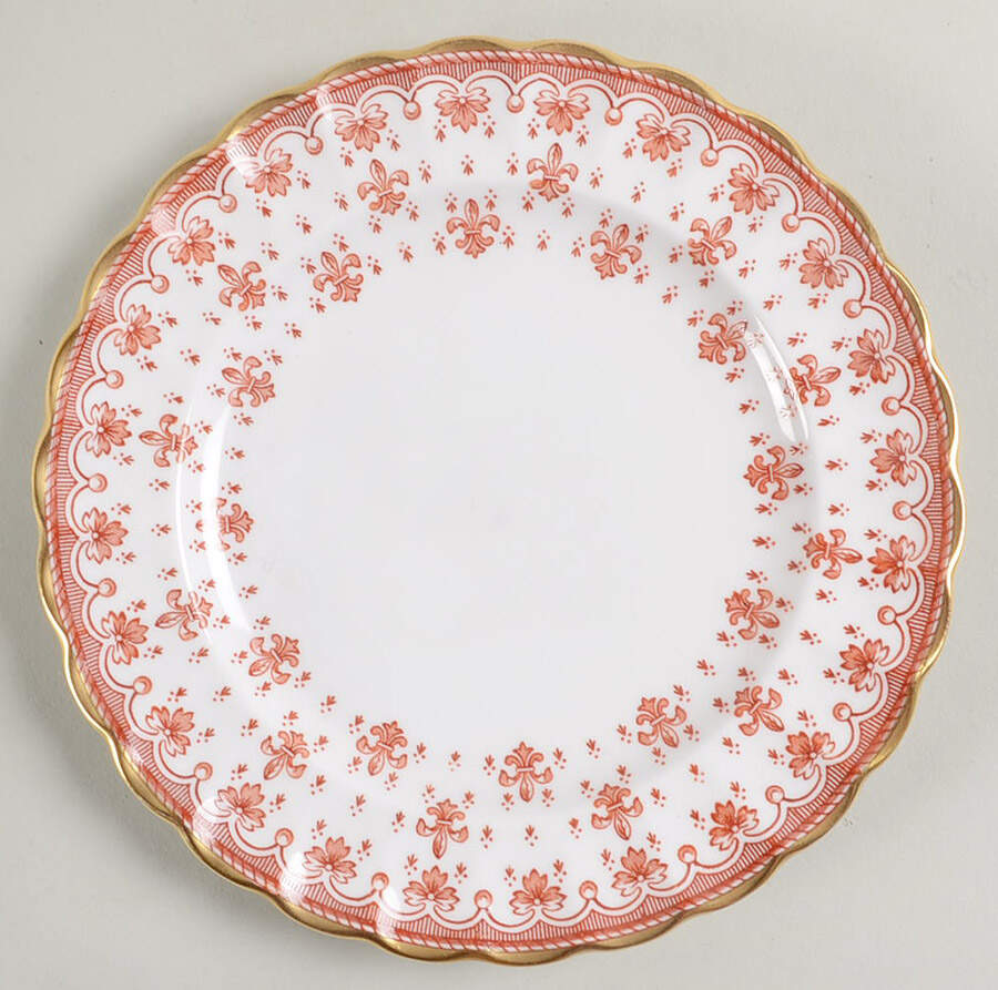 Fleur de Lys Red (Bone, Gold Trim) Bread & Butter Plate by Spode-1