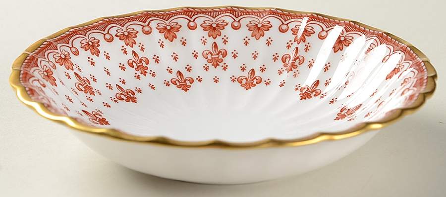 Fleur de Lys Red (Bone, Gold Trim) Coupe Cereal Bowl by Spode-1