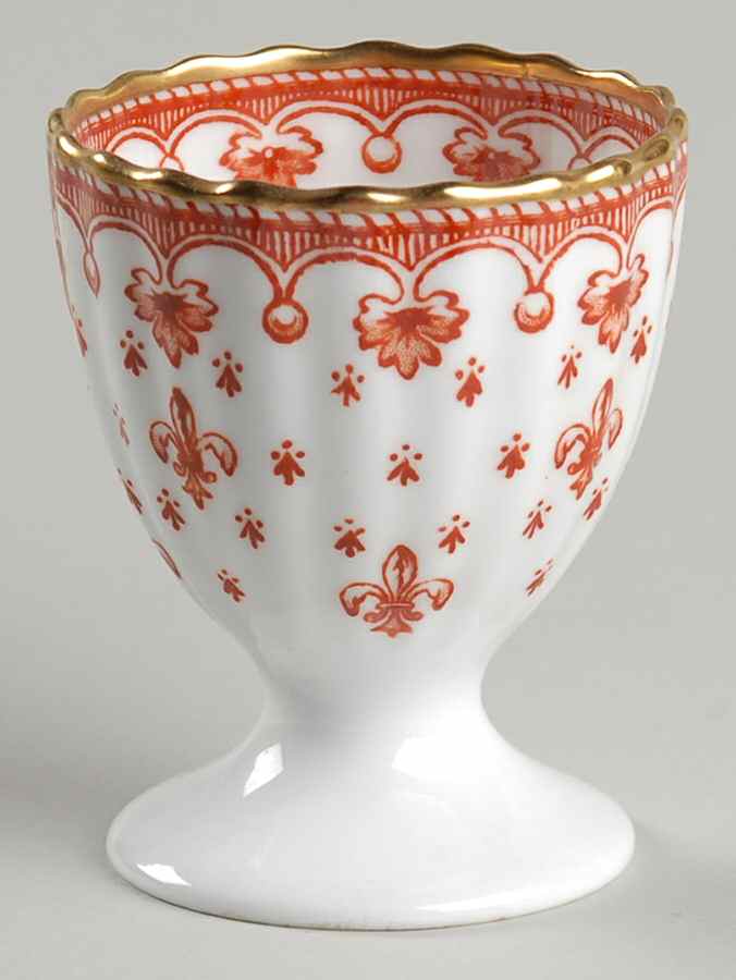 Fleur de Lys Red (Bone, Gold Trim) Single Egg Cup by Spode-1