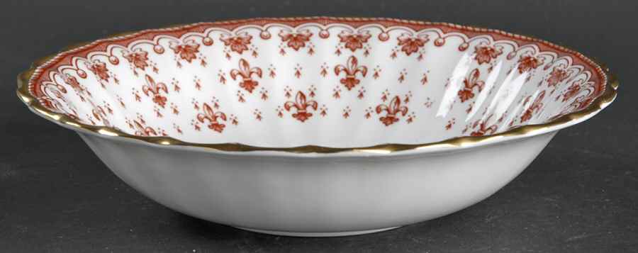Fleur de Lys Red (Bone, Gold Trim) Coupe Cereal Bowl by Spode-1