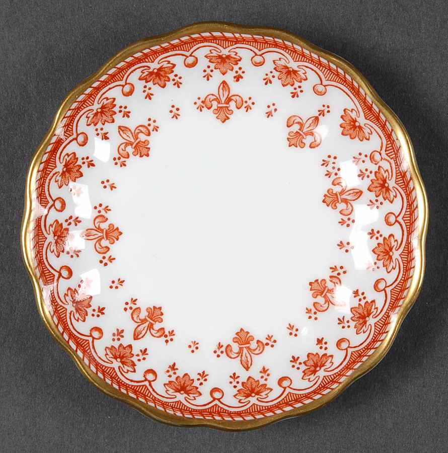 Fleur de Lys Red (Bone, Gold Trim) Butter Pat by Spode-1