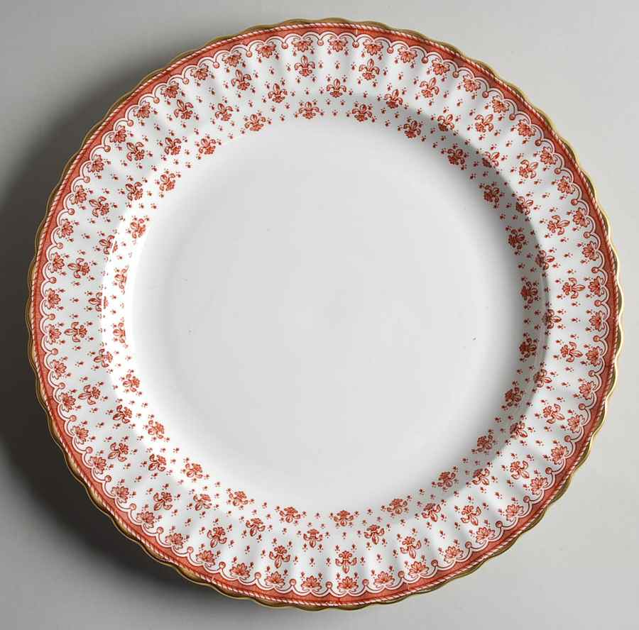 Fleur de Lys Red (Bone, Gold Trim) 12" Chop Plate (Round Platter) by Spode-1