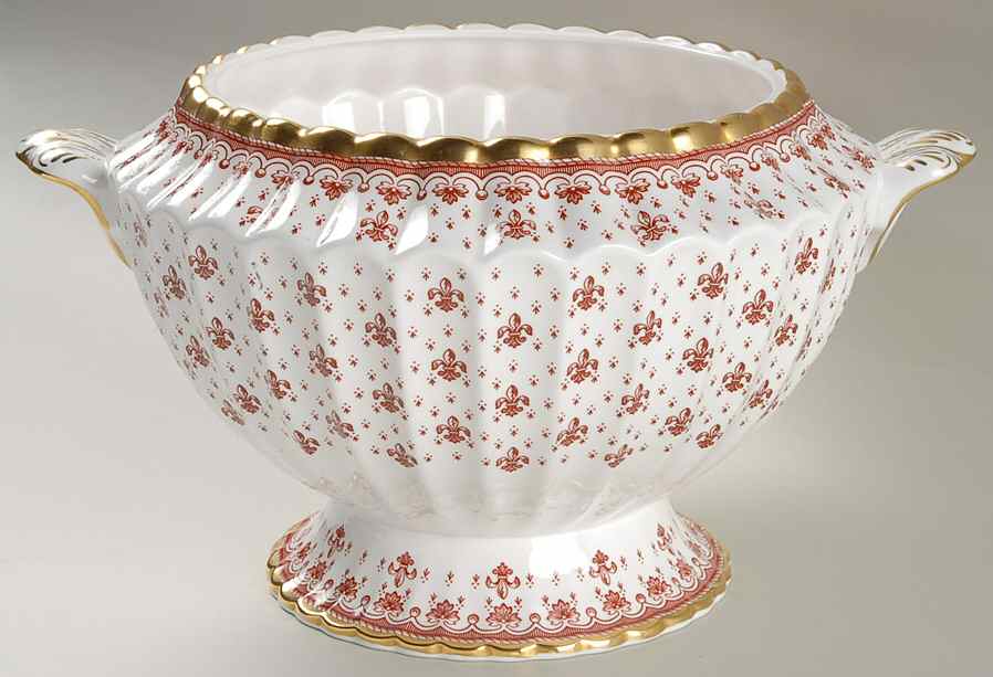 Fleur de Lys Red (Bone, Gold Trim) Tureen No Lid by Spode-1