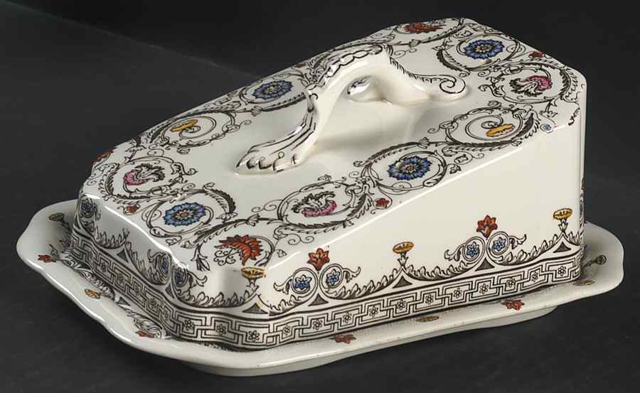 Florence Cheese Dish with Lid (Wedge) by Spode-1