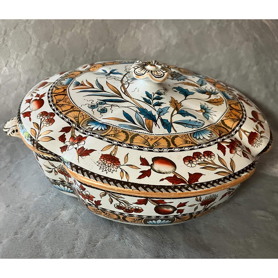 Florida (Blue Center Flowers) 9" Round Vegetable Bowl by Spode-1