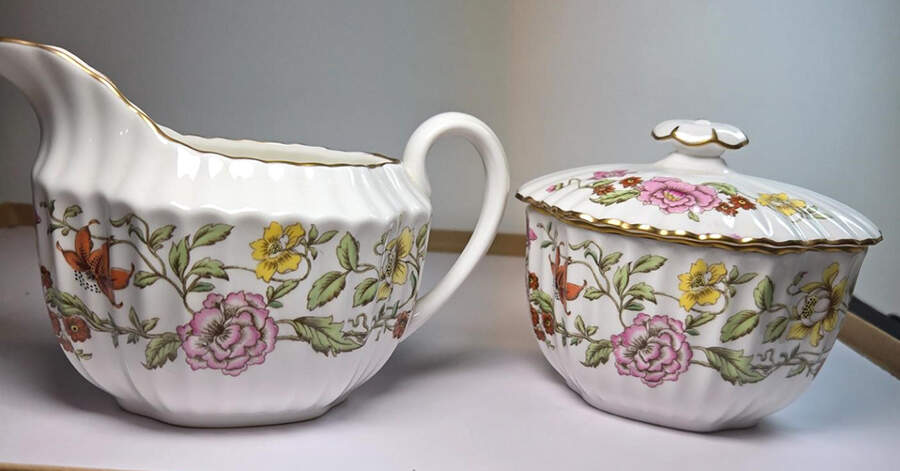 Floral Tapestry Sugar Bowl & Lid by Spode-1