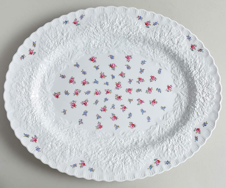 Forget Me Not (Bone China) 15" Oval Serving Platter by Spode-1