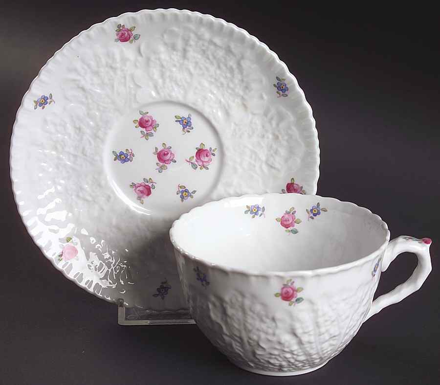 Forget Me Not (Bone China) Flat Cup & Saucer Set by Spode-1