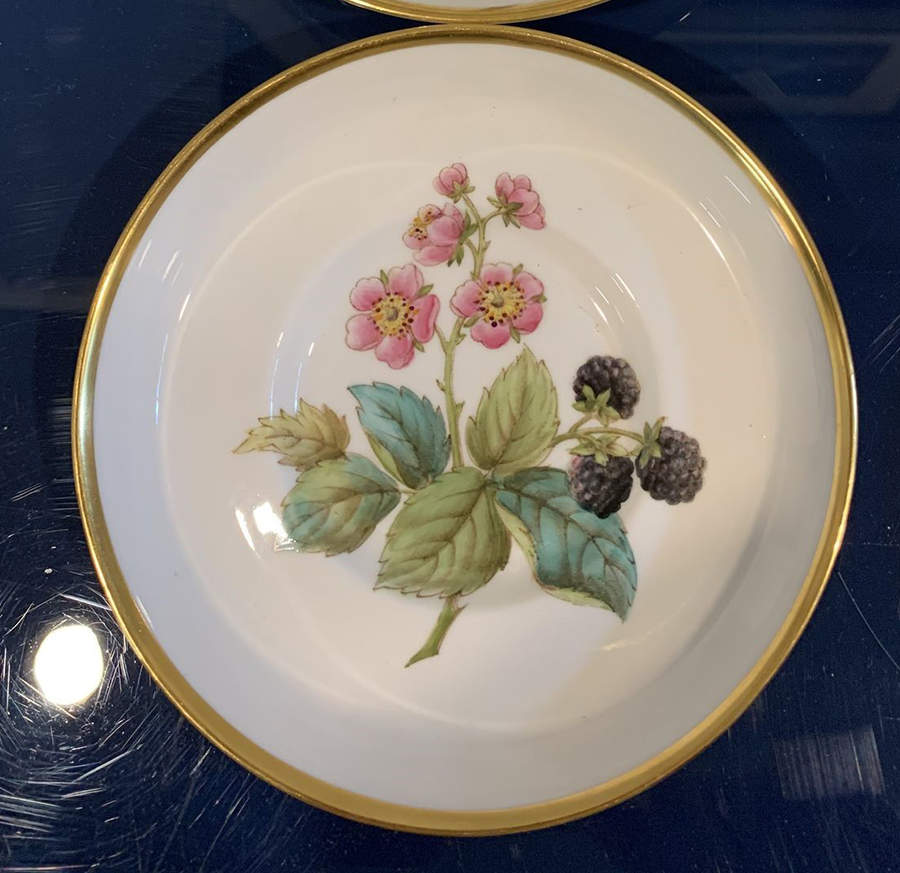 Fruit and Blossom Saucer for Footed Demitasse Cup by Spode-1