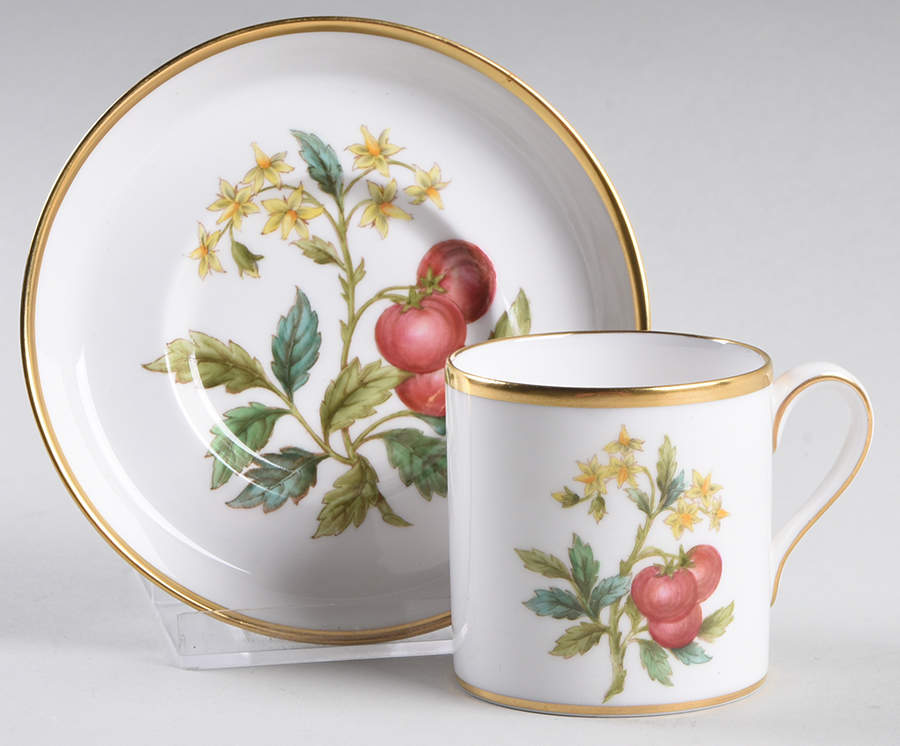Fruit and Blossom Footed Demitasse Cup & Saucer Set by Spode-1