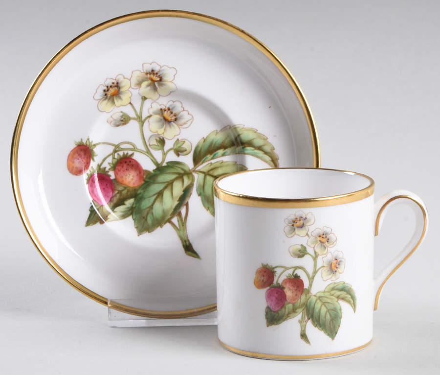 Fruit and Blossom Footed Demitasse Cup & Saucer Set by Spode-1