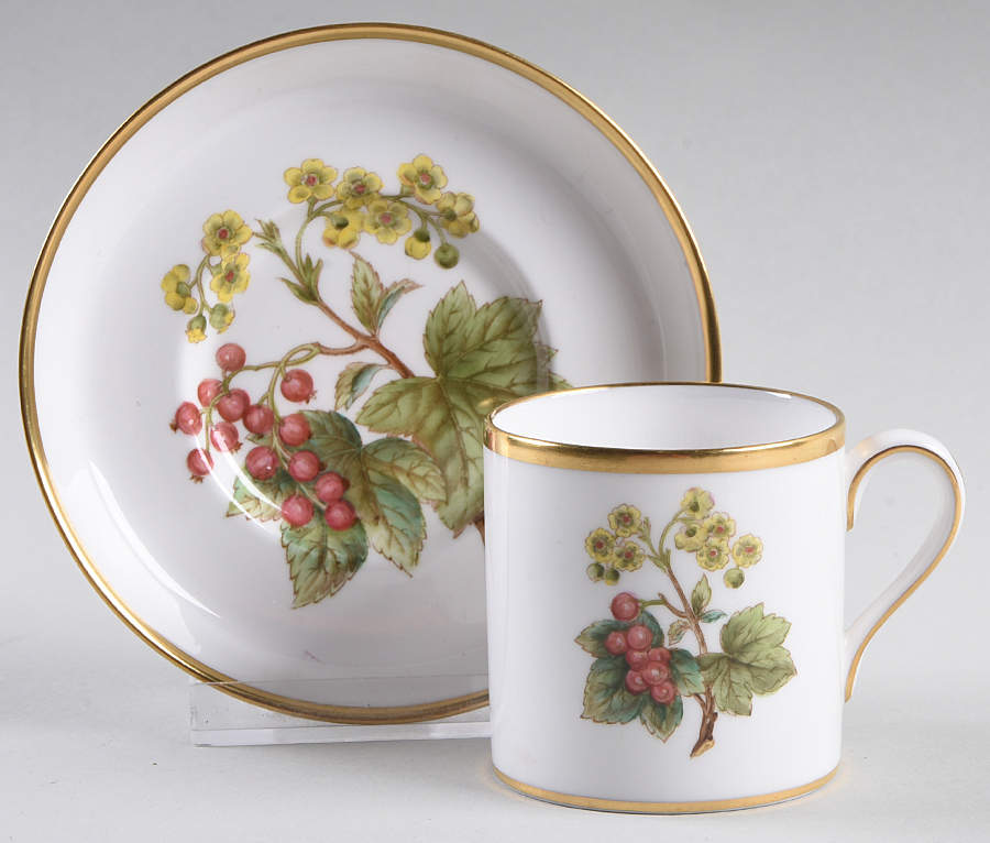 Fruit and Blossom Footed Demitasse Cup & Saucer Set by Spode-1