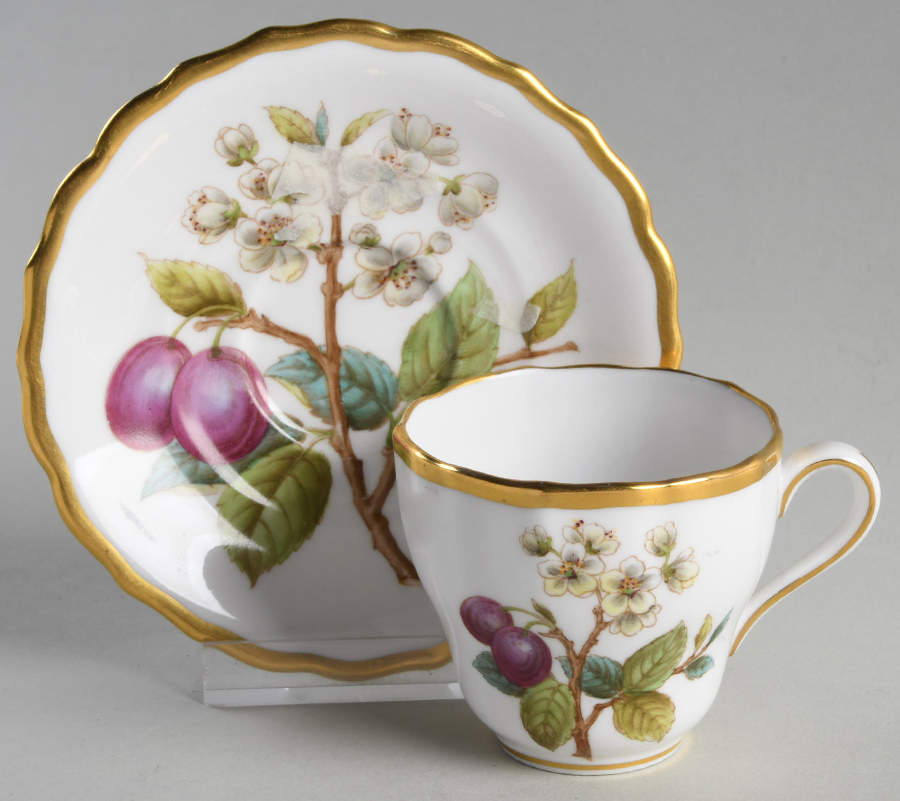 Fruit and Blossom Flat Demitasse Cup & Saucer Set by Spode-1