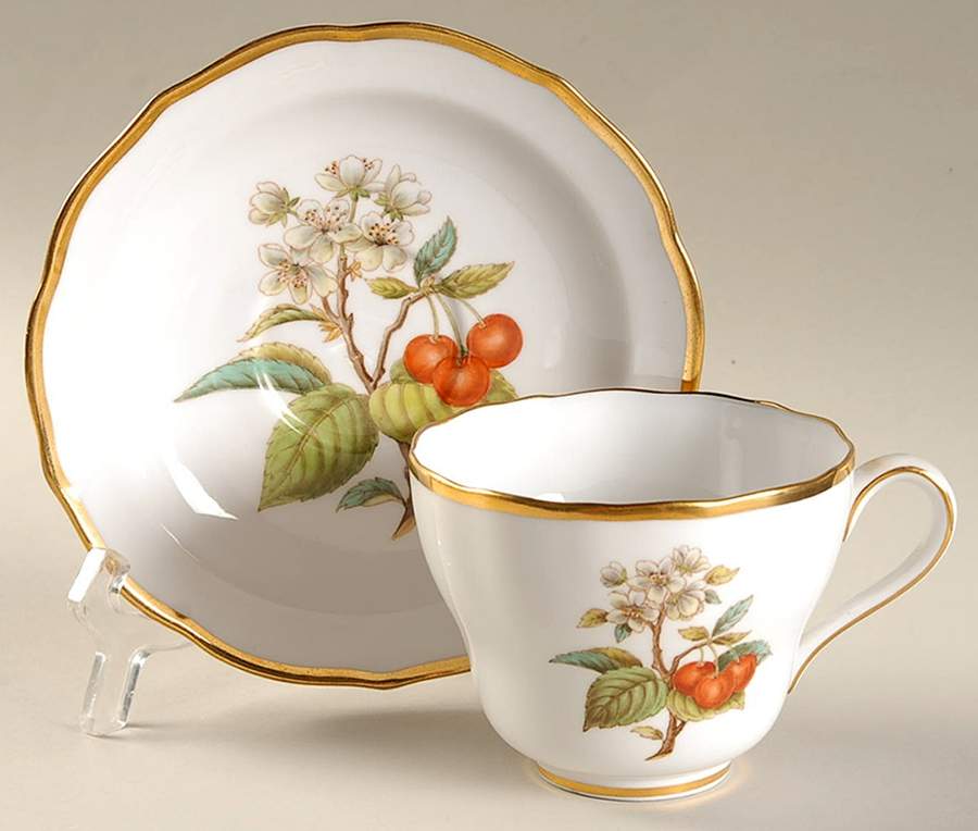 Fruit and Blossom Flat Cup & Saucer Set by Spode-1