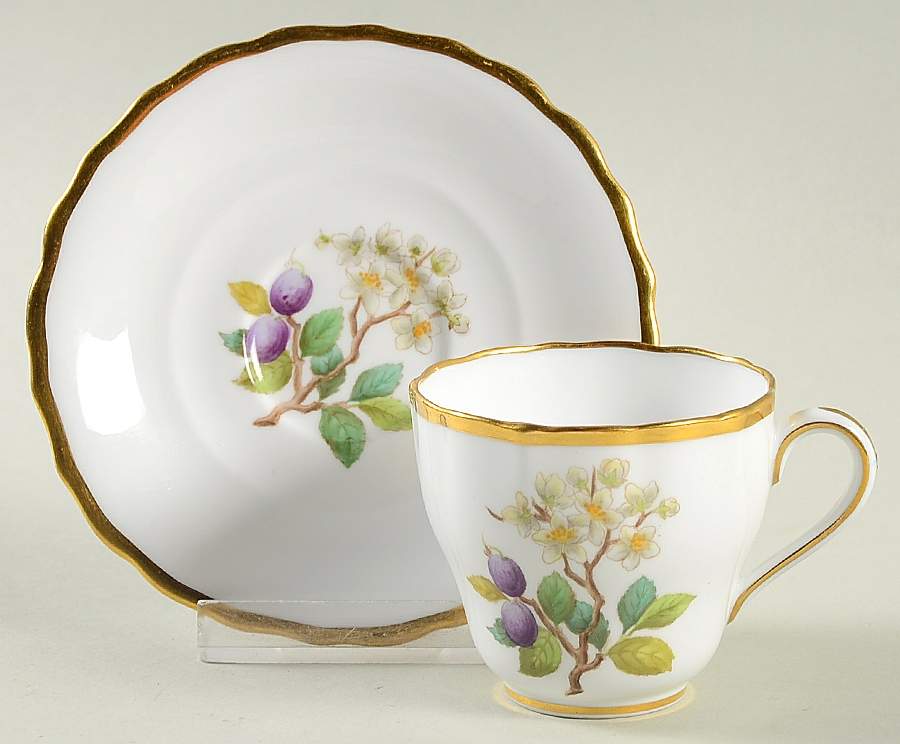 Fruit and Blossom Flat Demitasse Cup & Saucer Set by Spode-1