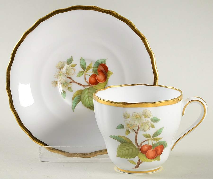 Fruit and Blossom Flat Demitasse Cup & Saucer Set by Spode-1