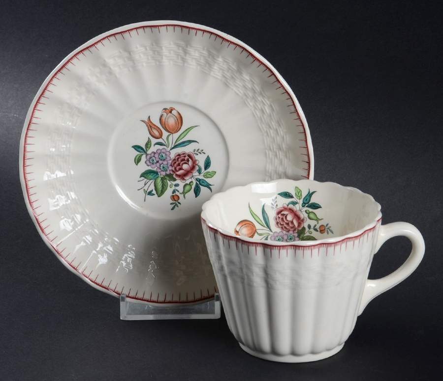 French Flowers Flat Cup & Saucer Set by Spode-1
