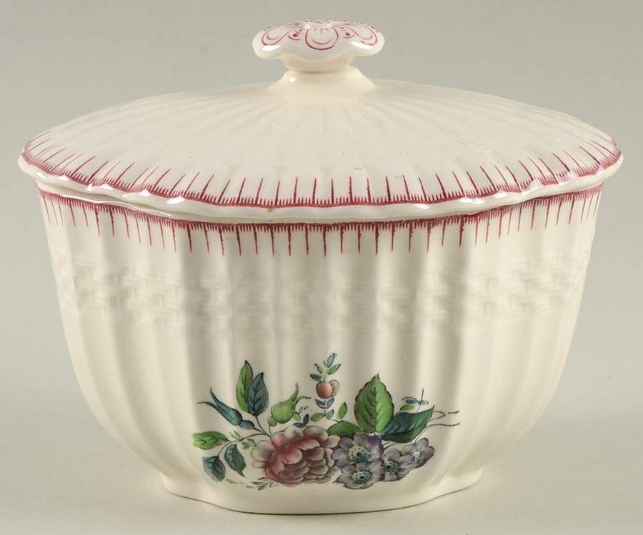 French Flowers Sugar Bowl & Lid by Spode-1