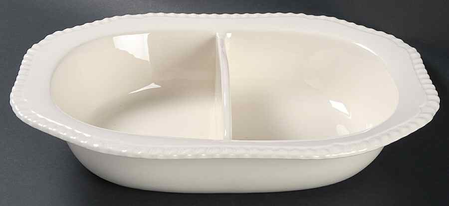 Gadroon 12" Oval Divided Vegetable Bowl by Spode-1