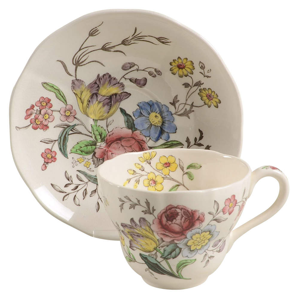 Gainsborough (Marlborough) Flat Cup & Saucer Set by Spode-1