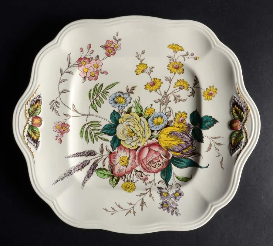 Gainsborough (Marlborough) Square Handled Cake Plate by Spode-1