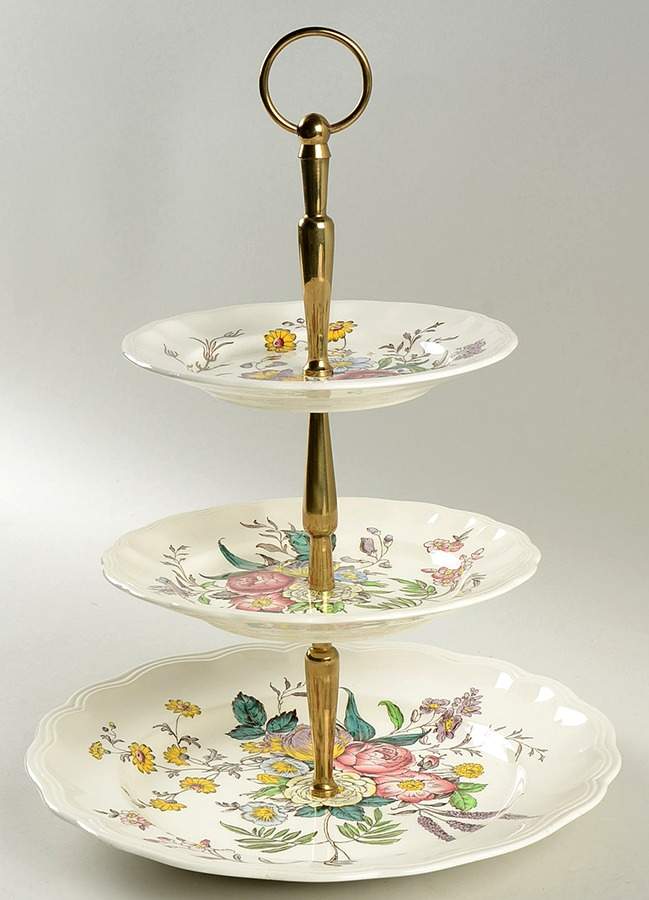 Gainsborough (Marlborough) 3-Tiered Serving Tray (DP, SP, BB) by Spode-1