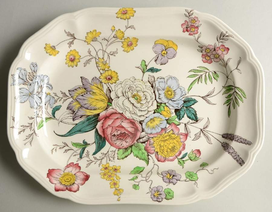 Gainsborough (Marlborough) 14" Oval Serving Platter by Spode-1