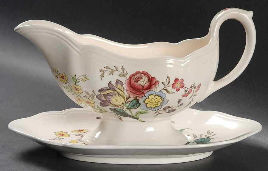 Gainsborough (Marlborough) Gravy Boat & Underplate by Spode-1