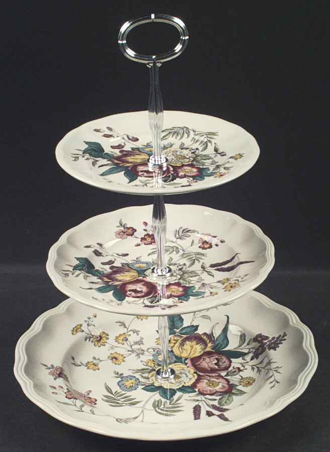 Gainsborough (Marlborough) 13 7/8"-14 1/4" 3-Tiered Serving Tray(DP,SP,BB) HC by Spode-1