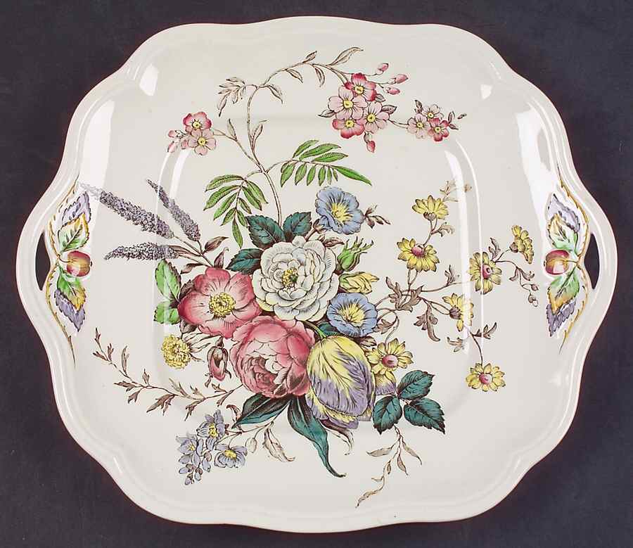 Gainsborough (Marlborough) Square Handled Cake Plate by Spode-1