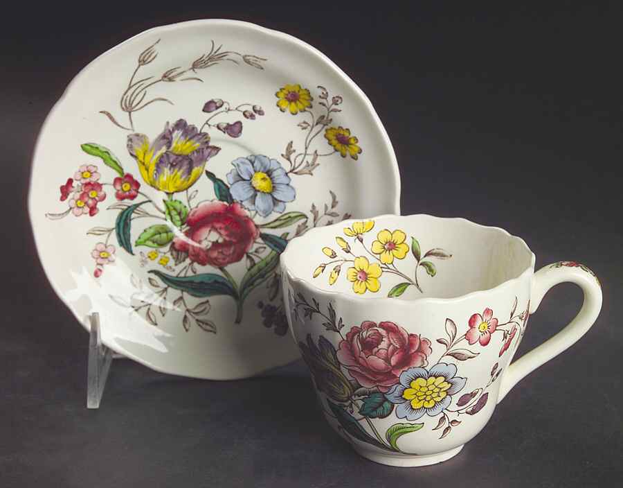 Gainsborough (Marlborough) Flat Cup & Saucer Set by Spode-1