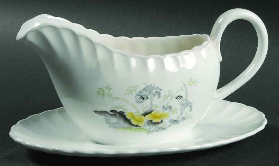 Gail Gravy Boat with Attached Underplate by Spode-1