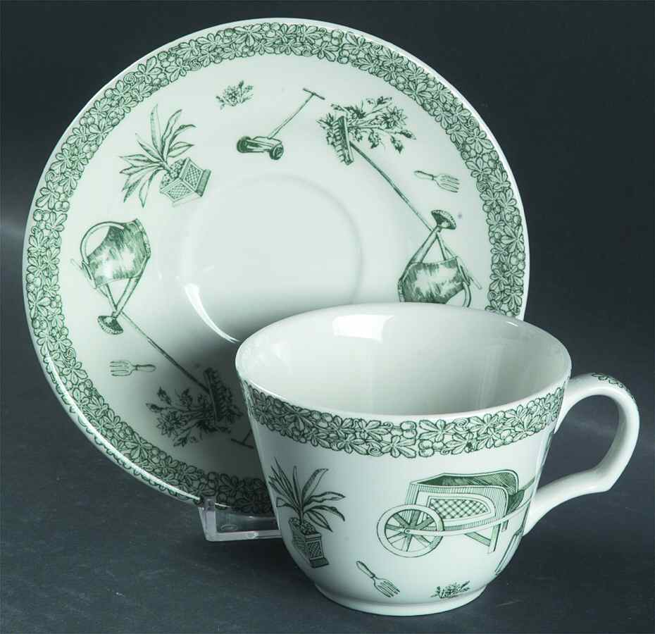 Gardening Flat Cup & Saucer Set by Spode-1