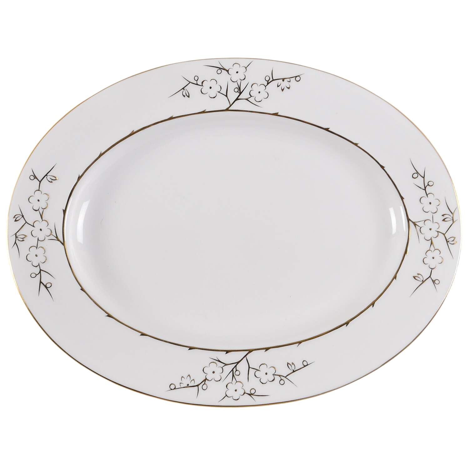 Geisha Gold (Gold Flowers, Gold Trim) 13" Oval Serving Platter by Spode-1