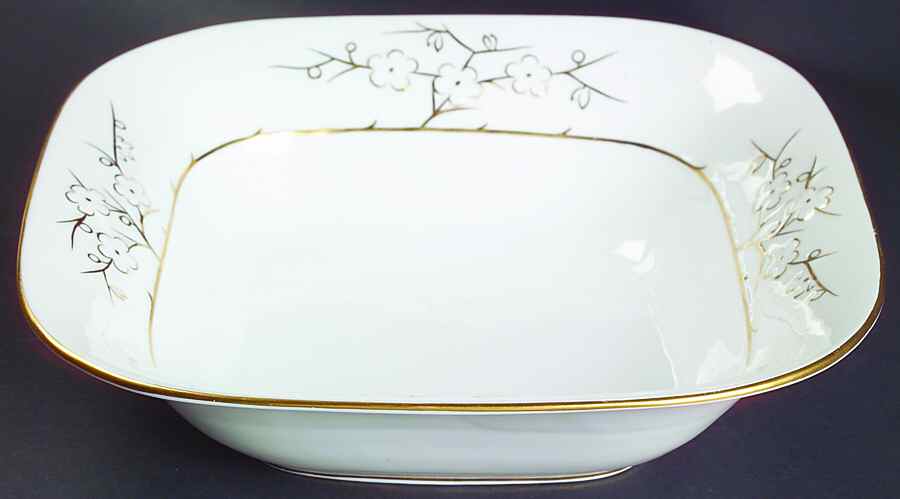 Geisha Gold (Gold Flowers, Gold Trim) 9" Square Vegetable Bowl by Spode-1