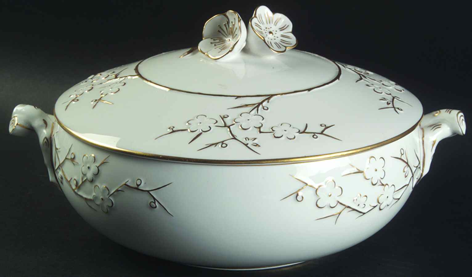 Geisha Gold (Gold Flowers, Gold Trim) Round Covered Vegetable by Spode-1