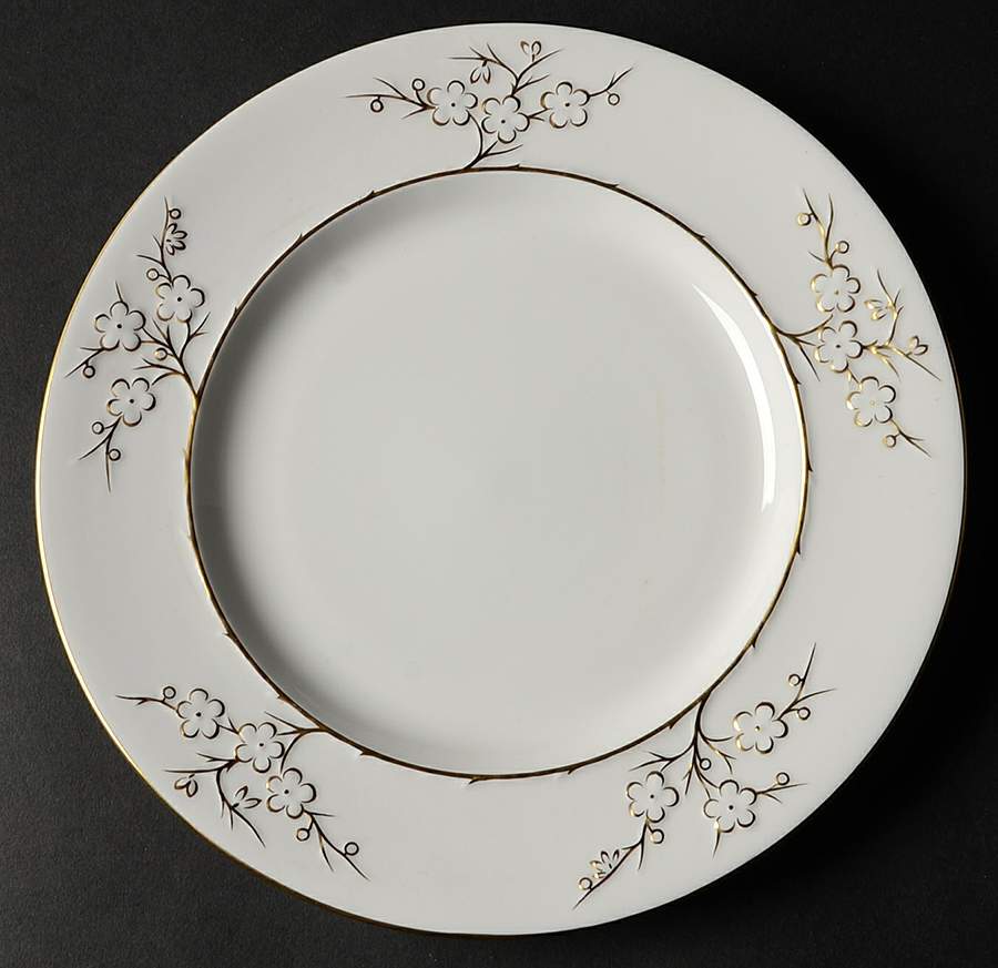 Geisha Gold (Gold Flowers, Gold Trim) Luncheon Plate by Spode-1
