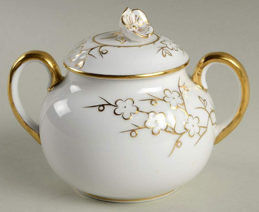 Geisha Gold (Gold Flowers, Gold Trim) Sugar Bowl & Lid by Spode-1