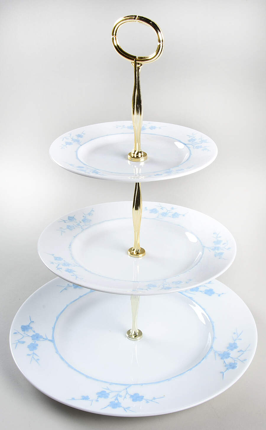 Geisha Light Blue (No Gold Accents) 13 7/8"-14 1/4" 3-Tiered Serving Tray(DP,SP,BB) HC by Spode-1