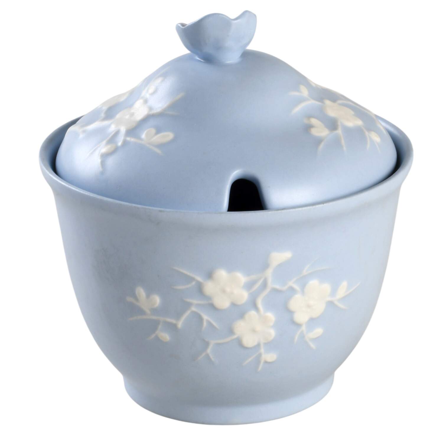 Geisha Light Blue (No Gold Accents) Sugar Bowl & Lid by Spode-1