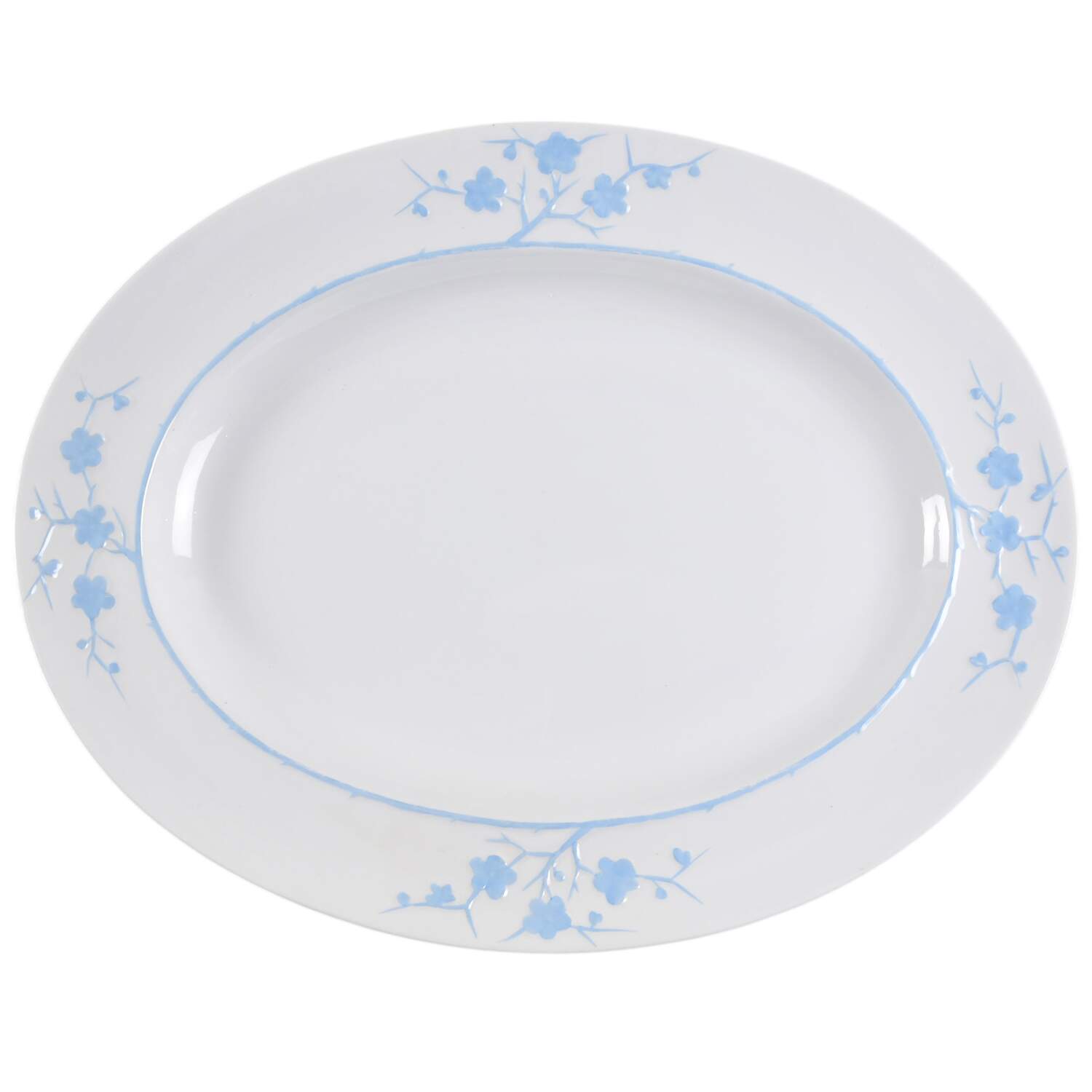 Geisha Light Blue (No Gold Accents) 14" Oval Serving Platter by Spode-1