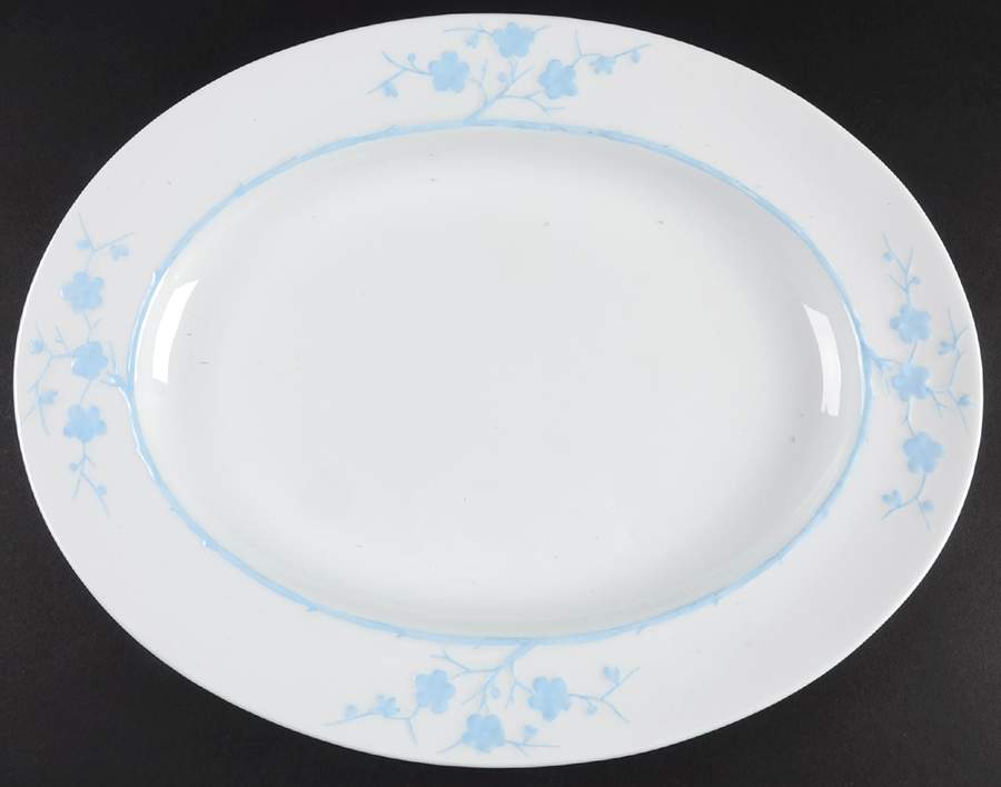 Geisha Light Blue (No Gold Accents) 15" Oval Serving Platter by Spode-1
