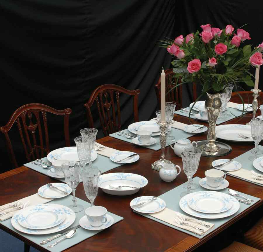 Geisha Light Blue (No Gold Accents) 46 Piece Estate Set by Spode-1