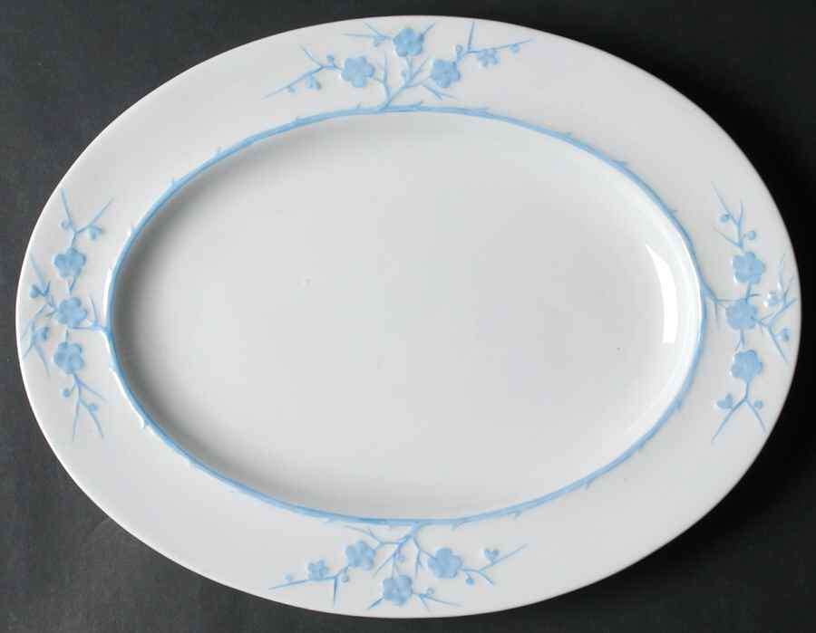 Geisha Light Blue (No Gold Accents) 11" Oval Serving Platter by Spode-1